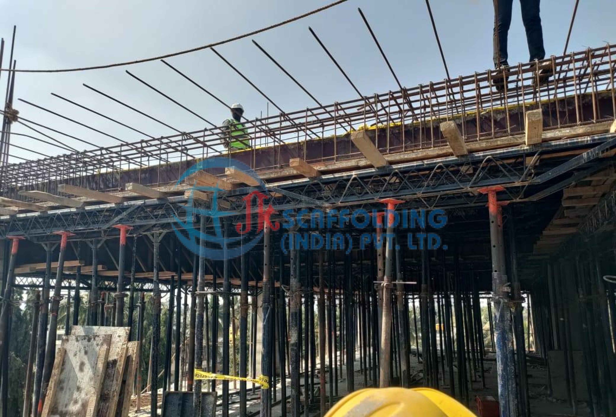 Builders and contractors working at a construction site